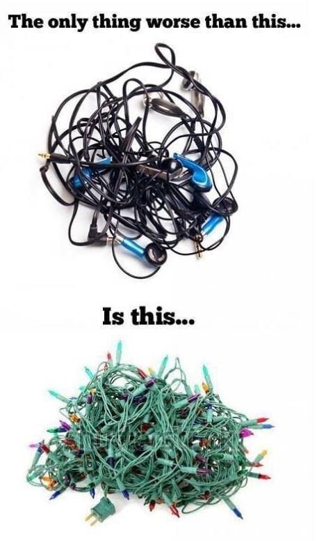 The only thing worse that tangled headphones are tangled holiday lighting.
